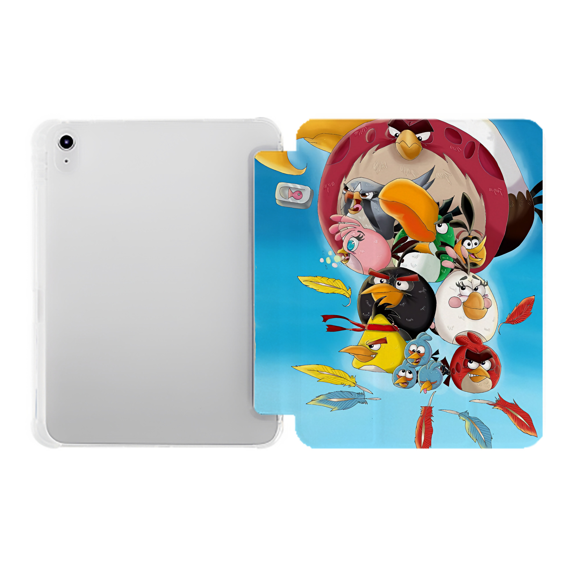 （画像用） Angry Birds アングリーバード IPad ケース ペン収納付き 三つ折りスタンド PUレザー×シリコン 対応機種9.5/10.5/10.9インチ